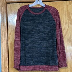 Maroon and Black Raglan Long Sleeve Shirt